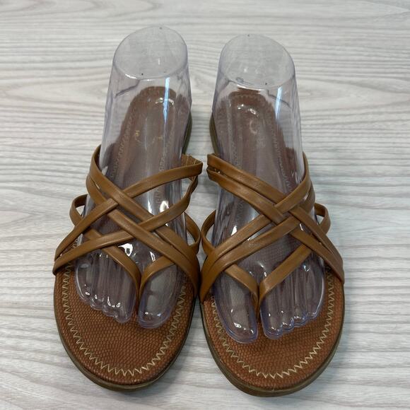 Circus by Sam Edelman Thong Sandals WMNS 9.5M Brown Strappy Slip On Flat Low Top - Picture 2 of 8